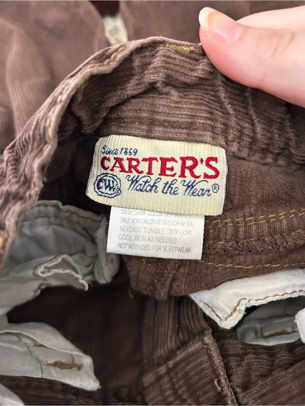 Vintage 90s Carters Brown Corduroy Baby‎ Pants Size 18 Months